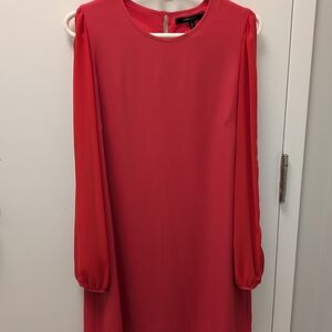 BCBGMaxAzria | Vibrant Dress With Long Peek-a-boo Sleeves / Size: S / Red
